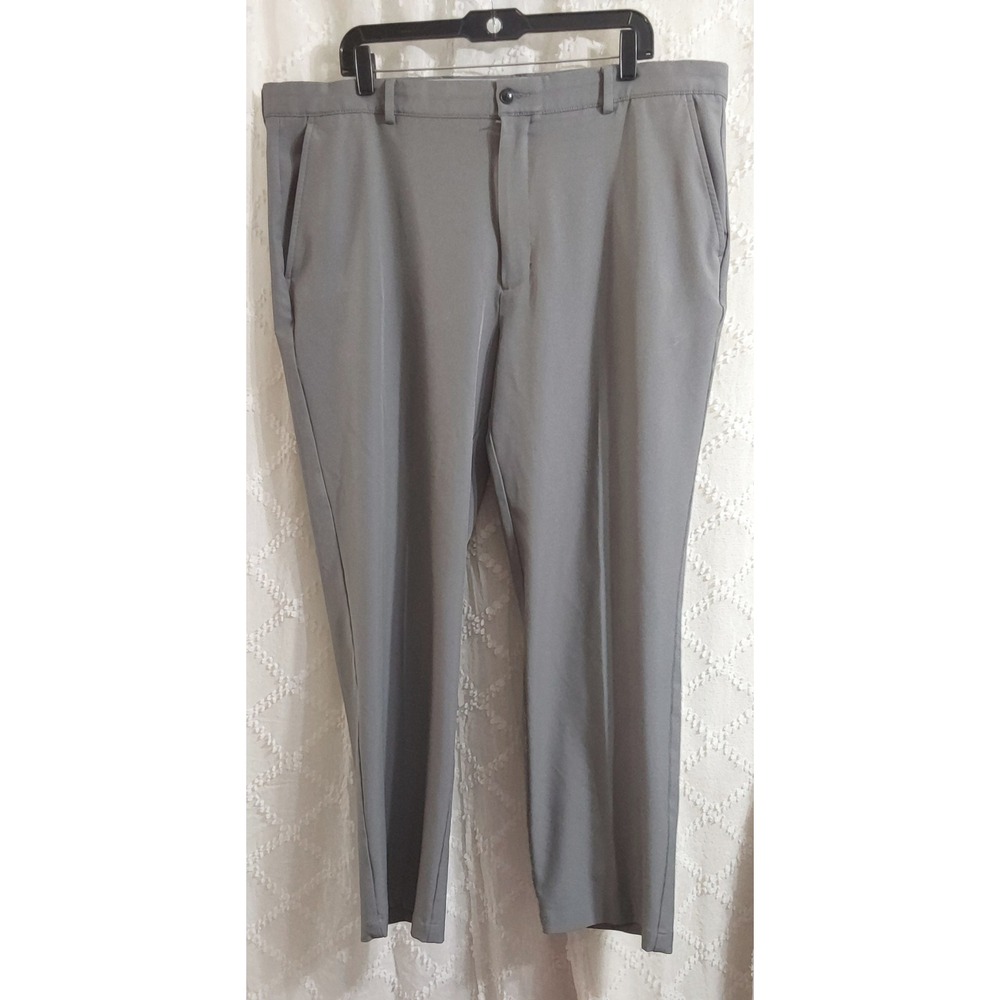 Greg Norman Mens Gray Performance Golf Pants 40x30 Stretch Flat Front Trousers‎